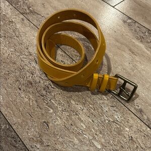 J. Crew Mustard Leather Belt with Brass Buckle